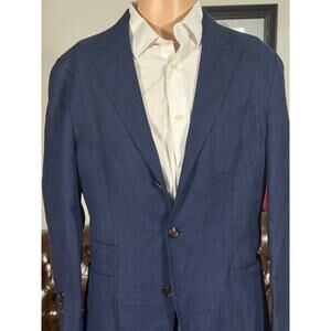 Brunello Cucinelli Linen Silk Indigo Blazer Sport Jacket 48IT 38R Unstructured